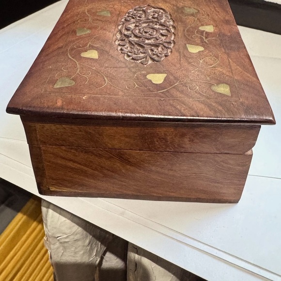 ✨Vintage Archana Crafts Hand Craved with Brass Inlay Jewellery or Trinket Box ✨ - Picture 11 of 16